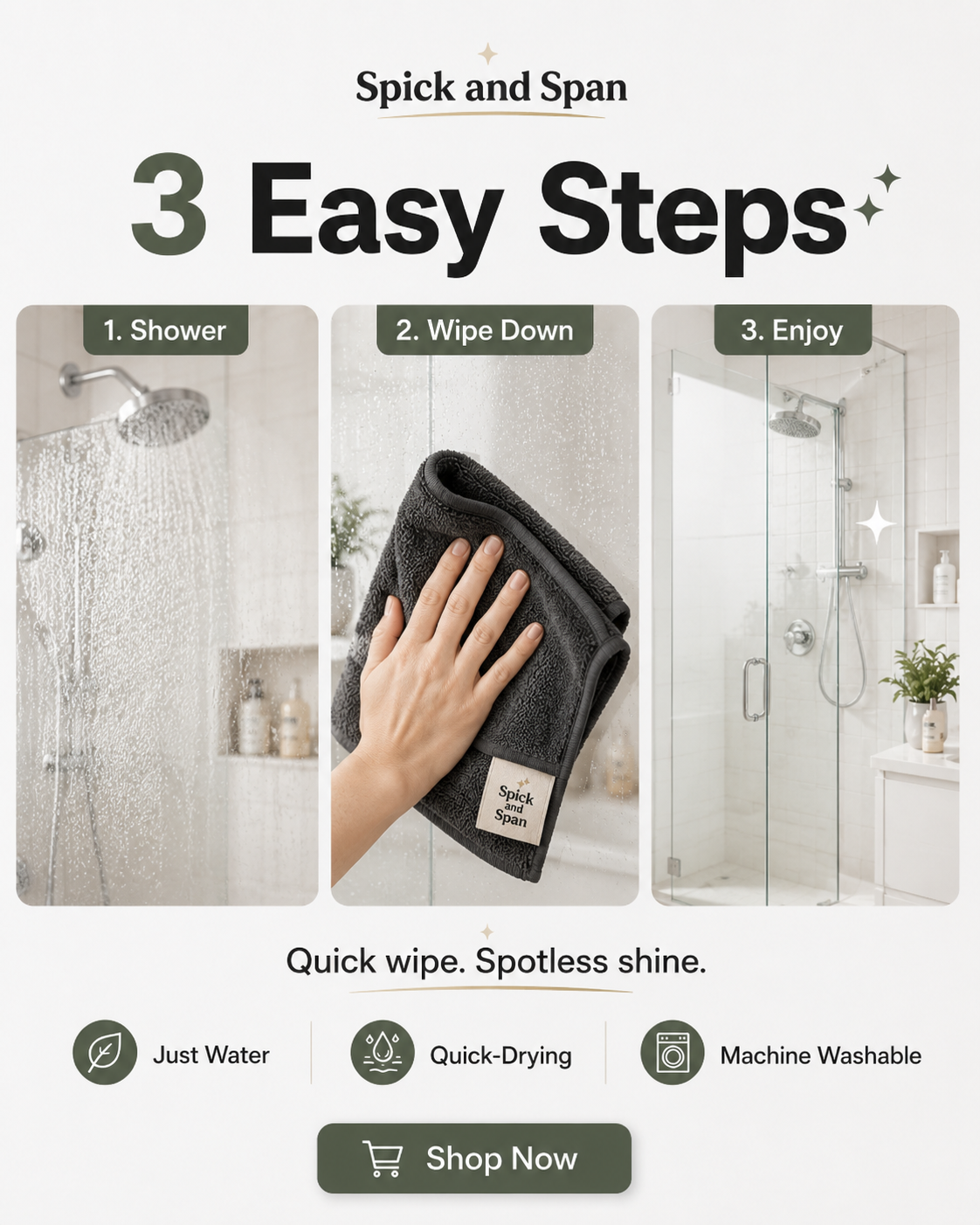 Spick and Span Bathroom Glass Cleaning Cloth